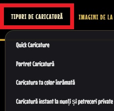 Pasul 1 - alegerea tipului de caricatură din meniul Tipuri de caricaturi