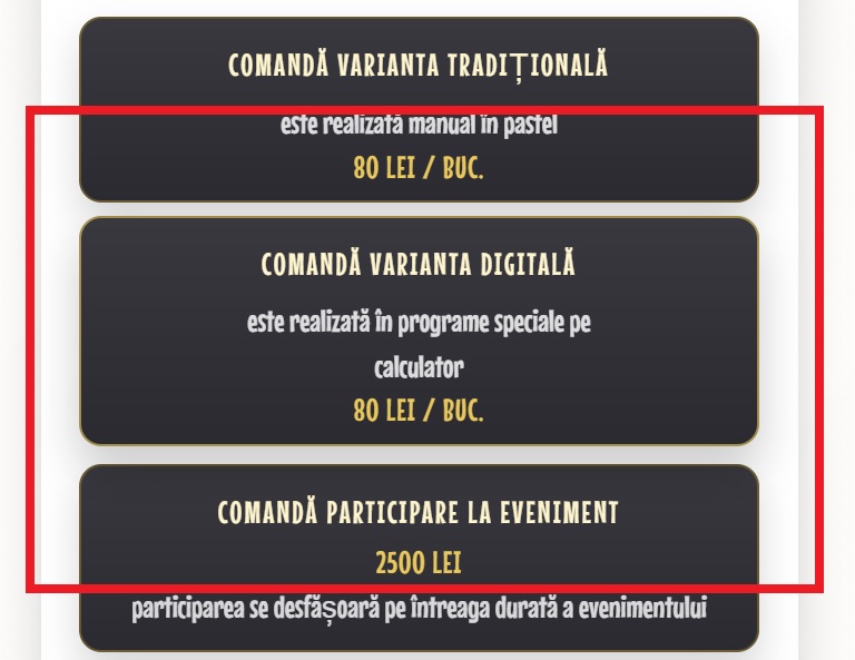 Pasul 2 - alegerea variantei de caricatură din cardul tipului selectat